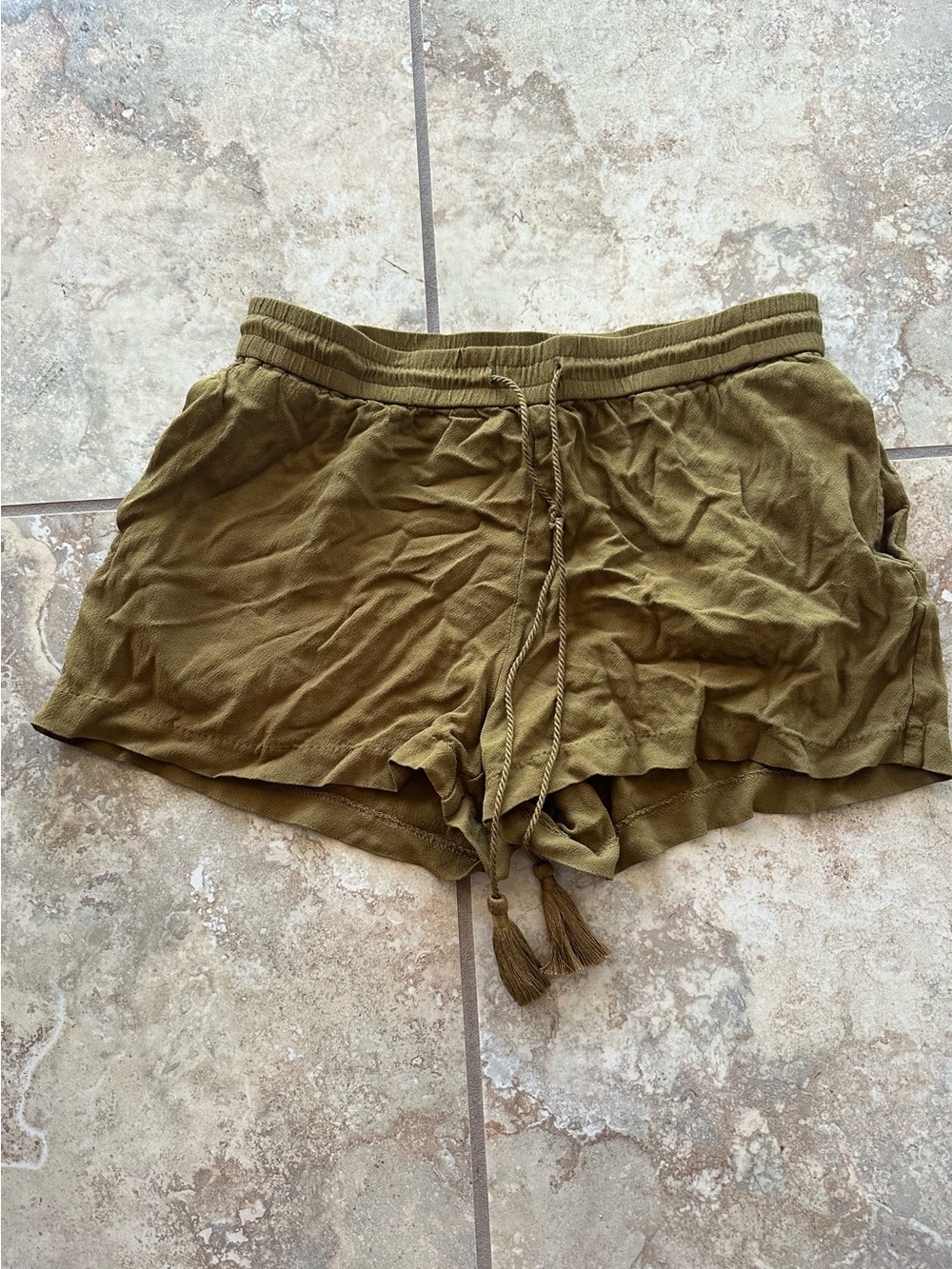 H&M Olive Drawstring Tassel Women's Shorts